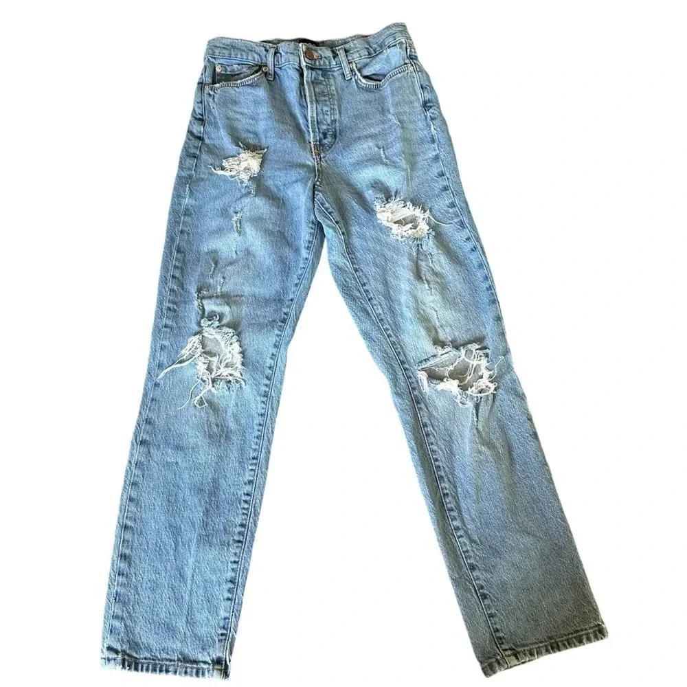 Urban Outfitters BDG High Rise Distressed Straight Jeans size 27 - Picture 2 of 7